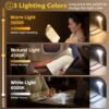Gritin Reading Light, Rechargeable Book Light for Reading in Bed - Eye Caring 3 Color Temperatures, 5-Level Dimmable Brightness, Long Lasting, Compact Size Clip on Book Lamp for Bookworms-Blue