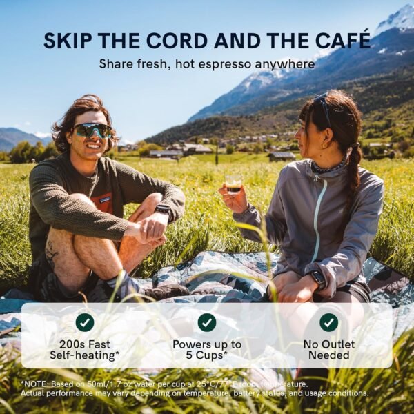 COCO Portable Electric Espresso Machine, Travel Coffee Maker for Camping, Car Coffee Maker Self-Heating with USB-C, With Ground Coffee & NS Capsule for RV, Hiking, Office