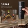 Portable Espresso Machine for Travel, Travel Coffee Maker Self Heating with USB-C, 20 Bar Coffee Machine 3in1 Compatible with Ground Coffee, Nespresso Capsule & DG Pods for Camping - Grey
