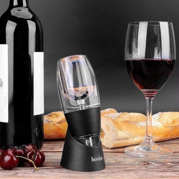 Rabbit W6127 Wine Aerator and Pourer, Clear and Stainless Steel Design, Easy to Use for Enhancing Wine Flavor and Smooth Pouring