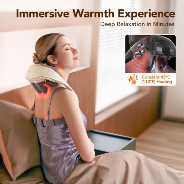 Shoulder Massager with Heat, Cordless Back and Neck Massager, Upgraded Graphene Heating, 4D Shiatsu Deep Kneading Massage for Shoulder, Back,Leg,Pain Relief, Gift for Dad Mom (Black)