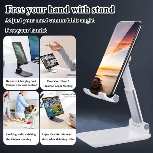 ChatStand, Adjustable Cell Phone Stand for Desk, Phone Stand for Recording, iPhone Holder for Filming, Small iPhone Tripod, Soporte para Celular, Fits Samsung, Android, (Night Black)