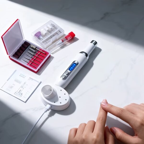 Electric Nail Drill Kit, Electric Nail File Cordless Nail Drill Machine for Acrylic Gel Dip Powder Nails, Professional Portable Manicure Pedicure Rechargeable Lightweight for Home Salon Use