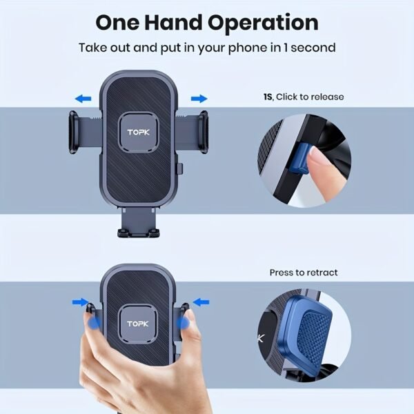 Vansky Car Phone Holder Mount, 3-in-1 Universal Cell Phone Holder Car Air Vent Holder Dashboard Mount Windshield Mount Fit for iPhone 17 16 15 14 13 Pro Max, Samsung S24 S23 LG Sony and More