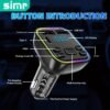54W Bluetooth 5.3 Car Adapter Charger 4-Port Fast Charging [PD36W & QC3.0 18W], Wireless Radio FM Transmitter with Deep Bass Player, 5 Colors LED Backlit, Hands-Free Calling, Support USB Drive