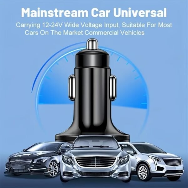 120W 6-Port Fast Car Charger USB-C with LED Voltage Display, Multi Port Cigarette Lighter Adapter for iPhone, Android