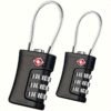 TSA Approved Cable Luggage Locks, Re-settable Combination with Alloy Body, Black 2 Locks.