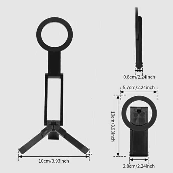OMOTON TP02 360°Rotating for MagSafe Tripod, Adjustable Aluminum Magnetic Phone Tripod for iPhone 17/16/15/14 Pro Max Air, Foldable Cell Phone Stand Fits Vlog, Gym, Travel Essentials Accessories
