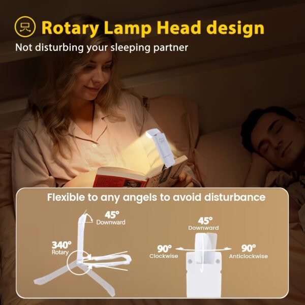 Gritin Reading Light, Rechargeable Book Light for Reading in Bed - Eye Caring 3 Color Temperatures, 5-Level Dimmable Brightness, Long Lasting, Compact Size Clip on Book Lamp for Bookworms-Blue