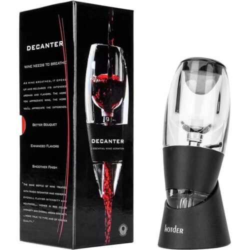 Rabbit W6127 Wine Aerator and Pourer, Clear and Stainless Steel Design, Easy to Use for Enhancing Wine Flavor and Smooth Pouring