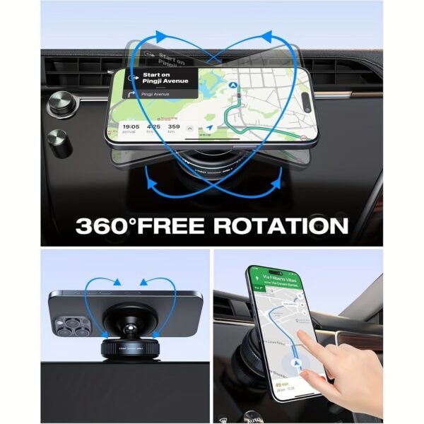 Upgraded Nano Gel Vacuum Magnetic Car Phone Holder for MagSafe 360° Adjustable, [100+LBS Suction & 3000gf Magnetic] Suction Cup Phone Mount for Your Car/Gym/Mirror Mount for iPhone & Android