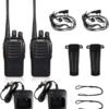 pxton Walkie Talkies Rechargeable Long Range Two-Way Radios with Earpieces,2-Way Radios UHF Handheld Transceiver Walky Talky with Flashlight Li-ion Battery and Charger（2 Pack）