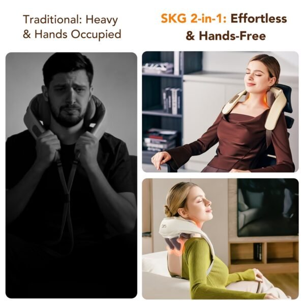 Shoulder Massager with Heat, Cordless Back and Neck Massager, Upgraded Graphene Heating, 4D Shiatsu Deep Kneading Massage for Shoulder, Back,Leg,Pain Relief, Gift for Dad Mom (Black)