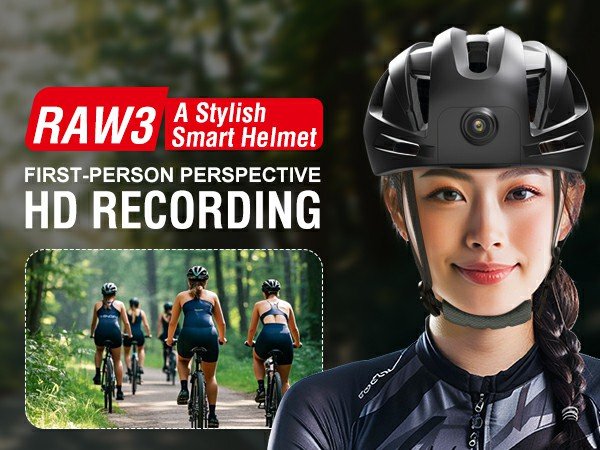 Smart Bike Helmet with Cameras Dual HD Front & Rear Video Recorder for Ebike & Electric Scooter, Bluetooth App Control Action Cam Helmet, CPSC Certified (Black)