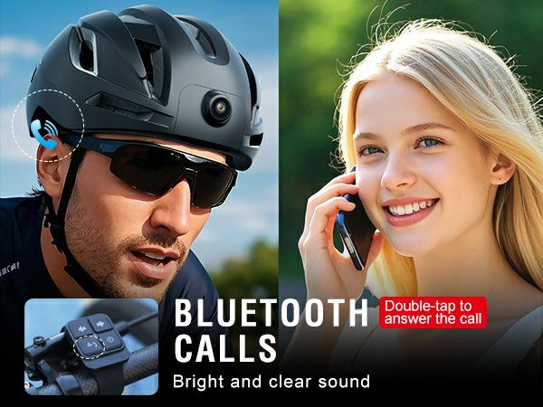 Smart Bike Helmet with Cameras Dual HD Front & Rear Video Recorder for Ebike & Electric Scooter, Bluetooth App Control Action Cam Helmet, CPSC Certified (Black)