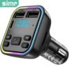 54W Bluetooth 5.3 Car Adapter Charger 4-Port Fast Charging [PD36W & QC3.0 18W], Wireless Radio FM Transmitter with Deep Bass Player, 5 Colors LED Backlit, Hands-Free Calling, Support USB Drive