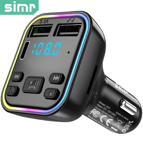 54W Bluetooth 5.3 Car Adapter Charger 4-Port Fast Charging [PD36W & QC3.0 18W], Wireless Radio FM Transmitter with Deep Bass Player, 5 Colors LED Backlit, Hands-Free Calling, Support USB Drive