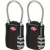 TSA Approved Cable Luggage Locks, Re-settable Combination with Alloy Body, Black 2 Locks.