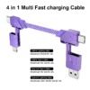 4-in-1 0.6FT Ultra Short USB C Cable Compatible with Lightning Cable [Fast Charging&Data Transfer] Flat Braided for iPhone iPad Charger Cord, Portable Multi Charger Cord Combo for Power Bank