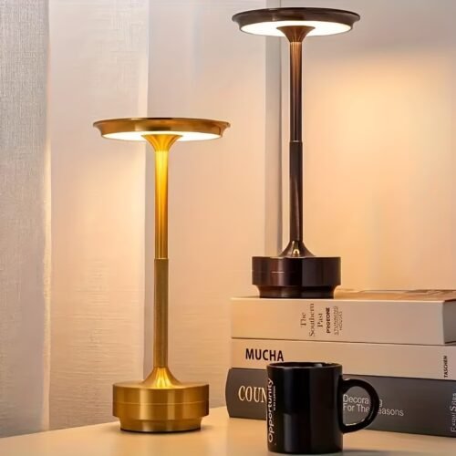 7 Cordless Table Lamps Rechargeable, 5000mAh Portable LED Table Light, 3 Color Stepless Dimming Battery Powered Table Lamp, for Patio/Restaurant/Home/Outdoor.(Brushed Gold)