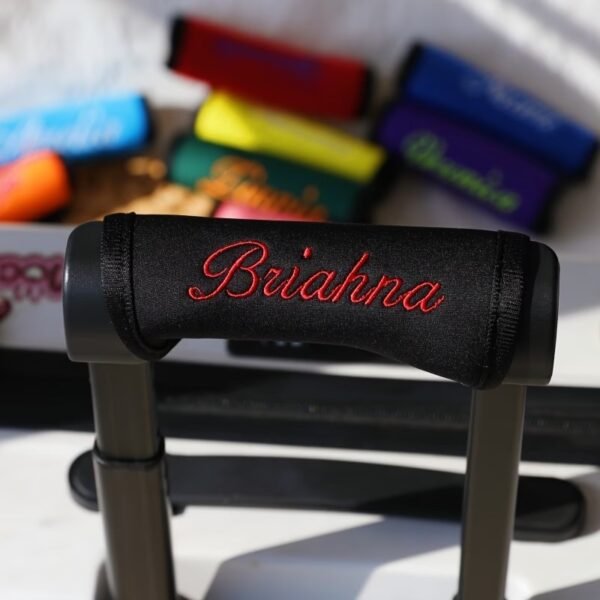 Coco Personalized Luggage Handle Wrap with Embroidered Name, Custom Handle Covers for Travel Bag Luggage Suitcase, Monogrammed Luggage Finder