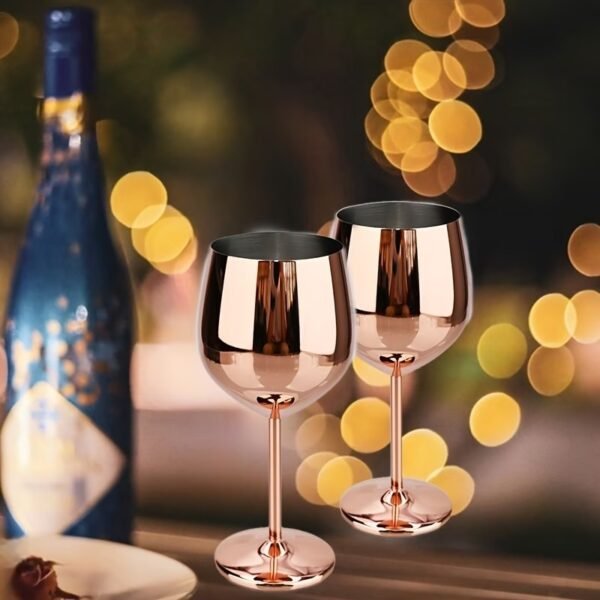 Gusto Nostro Stainless Steel Wine Glass - 18 oz - Cute, Unbreakable Wine Glasses for Travel, Camping and Pool - Fancy, Unique and Cool Portable Metal Wine Glass for Outdoor Events, Picnics (Set of 2)