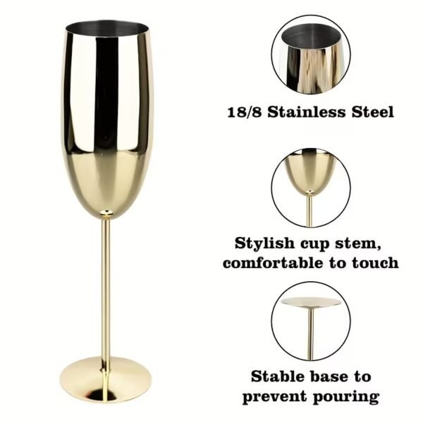Champagne Glasses Set of 2 Stainless Steel Champagne Flutes Wedding Gifts for Bride 8.5 oz Unbreakable Champagne Glasses for Party Wedding Christmas Anniversary Brithday