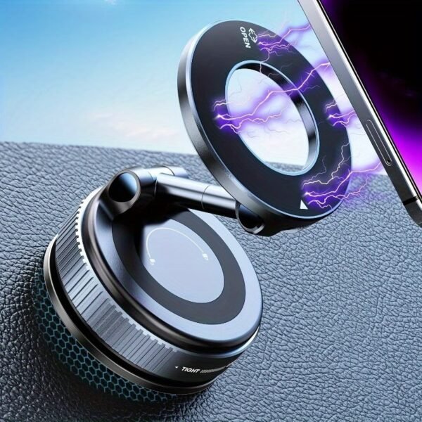 Vacuum Magnetic Suction Car Phone Holder Fold-able and and Hands-Free 360° Adjustable Rotation Phone Mount, Compatible with All Smartphones