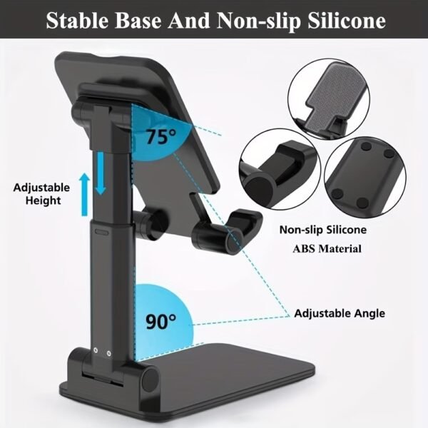 ChatStand, Adjustable Cell Phone Stand for Desk, Phone Stand for Recording, iPhone Holder for Filming, Small iPhone Tripod, Soporte para Celular, Fits Samsung, Android, (Night Black)