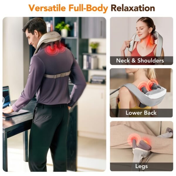 Shoulder Massager with Heat, Cordless Back and Neck Massager, Upgraded Graphene Heating, 4D Shiatsu Deep Kneading Massage for Shoulder, Back,Leg,Pain Relief, Gift for Dad Mom (Black)
