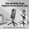 OMOTON TP02 360°Rotating for MagSafe Tripod, Adjustable Aluminum Magnetic Phone Tripod for iPhone 17/16/15/14 Pro Max Air, Foldable Cell Phone Stand Fits Vlog, Gym, Travel Essentials Accessories