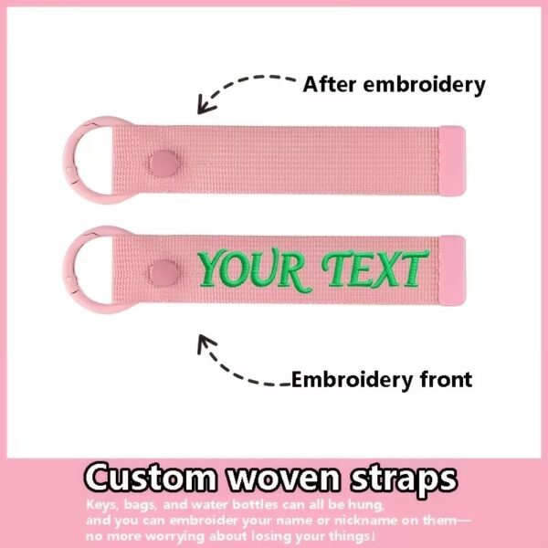 Monogrammed Solid Poly fabric Key Fob Keychain opening with Split Ring and Clasp in Personalized