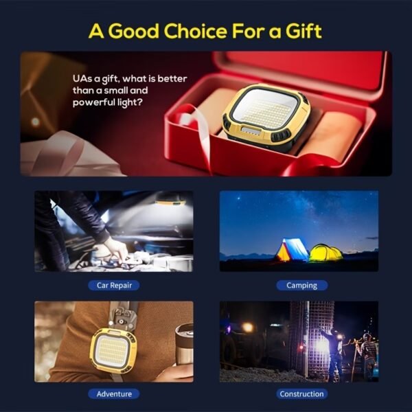 6000mAh Magnetic Work Light Rechargeable with 4000 Lumen IP65 Waterproof, 30H Runtime, 4 Brightness & 4 Color Modes with Red SOS, Strong Magnet Base for Car Repair, Camping, Emergency 1PC