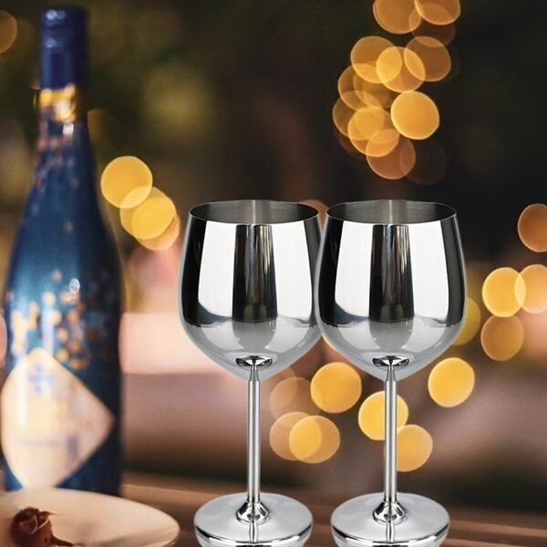 Gusto Nostro Stainless Steel Wine Glass - 18 oz - Cute, Unbreakable Wine Glasses for Travel, Camping and Pool - Fancy, Unique and Cool Portable Metal Wine Glass for Outdoor Events, Picnics (Set of 2)