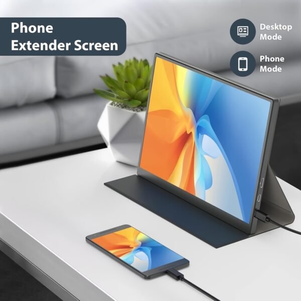 Ingnok Portable Monitor, 15.6inch FHD 1080P Travel Monitor, Ultra-Thin, USB-C Plug&Play, Built-in Speakers, Portable Screen for Laptop, Mac, Switch/PS5, Travel&Office Assistant