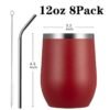 12oz/4 Pack Wine Tumbler Glasses with Lid Stemless Double Wall Vacuum Stainless Steel Travel Tumbler Keeping Cold & Hot for Wine,Coffee,Cocktails,Drinks-Family and Gifts (Multi color-dark)