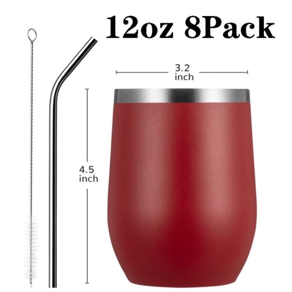 12oz/4 Pack Wine Tumbler Glasses with Lid Stemless Double Wall Vacuum Stainless Steel Travel Tumbler Keeping Cold & Hot for Wine,Coffee,Cocktails,Drinks-Family and Gifts (Multi color-dark)
