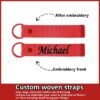 Monogrammed Solid Poly fabric Key Fob Keychain opening with Split Ring and Clasp in Personalized
