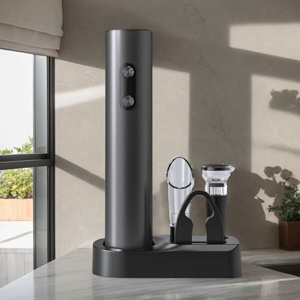 Electric Wine Aerator & Opener Set with Accessories, Rechargeable Automatic Corkscrew, Aerator, Dispenser, Foil Cutter Tool, Stopper, Wine Lovers Gift for Housewarming, Birthday, Registry, Anniversary
