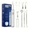 Plaque Remover for Teeth, Dental Cleaning Kit Tartar Remover for Teeth with LED Light & 5 Modes, Rechargeable Dental Cleaner, 4 Replaceable Heads
