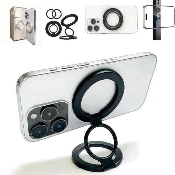 MagSafe Phone Grip Holder Dual-Sided Magnetic Finger Ring Adjustable Kickstand Loop for iPhone 17/16 Pro Max/15 Plus/14 Pro/13 Mini/12, Samsung, Magnet Phone Stand Grip Compatible with Mag Car Mounts