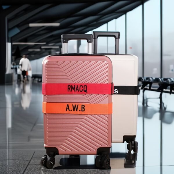 Custom Luggage Straps for Safe Travel - Personalized Embroidered Suitcase Belts, Unique Presents for Frequent Flyers, Business Travelers, and Vacationers - 11 Colors, Adjustable 97cm-180cm(Purple)