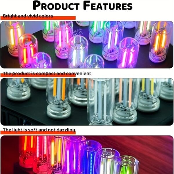 USB Night Light, Touch Dimmable Mini USB LED Car Interior Ambient Lights, Portable Plug-in Glass Bottle Night Lamp for Car, Tent, Desk, Bedside