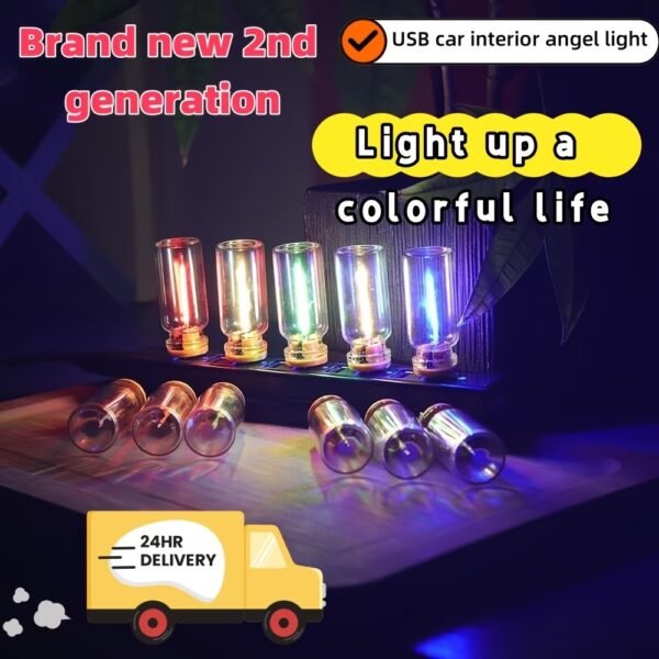 USB Night Light, Touch Dimmable Mini USB LED Car Interior Ambient Lights, Portable Plug-in Glass Bottle Night Lamp for Car, Tent, Desk, Bedside