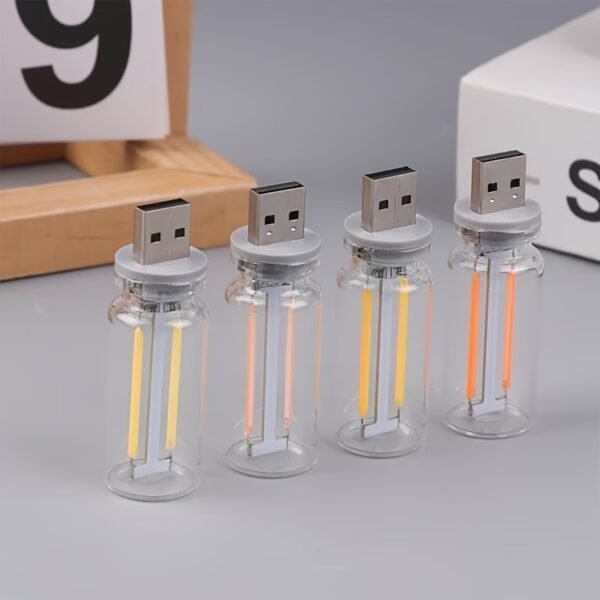 USB Night Light, Touch Dimmable Mini USB LED Car Interior Ambient Lights, Portable Plug-in Glass Bottle Night Lamp for Car, Tent, Desk, Bedside