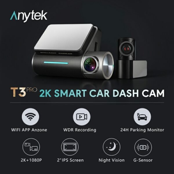2.5K+1080P Dual Dash Camera for Cars, 2’’ Display Mini Car Camera, G-Sensor Dashcam, Night Vision, 24H Parking Mode, Loop Recording, 170°Wide Angle Visit the E-YEEGER Store