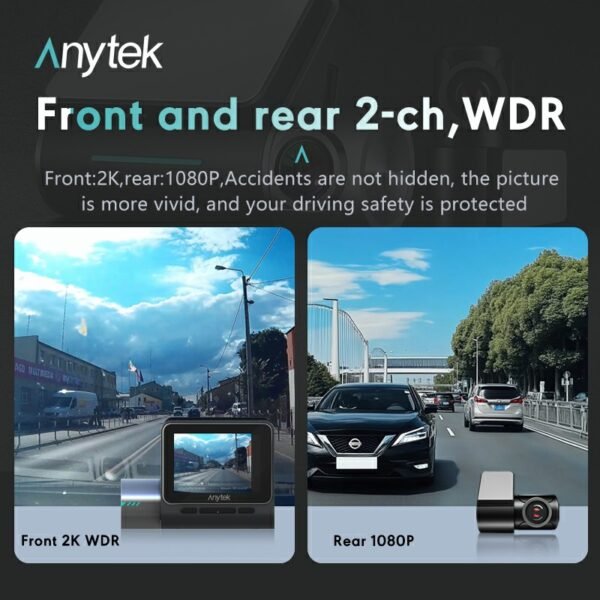2.5K+1080P Dual Dash Camera for Cars, 2’’ Display Mini Car Camera, G-Sensor Dashcam, Night Vision, 24H Parking Mode, Loop Recording, 170°Wide Angle Visit the E-YEEGER Store
