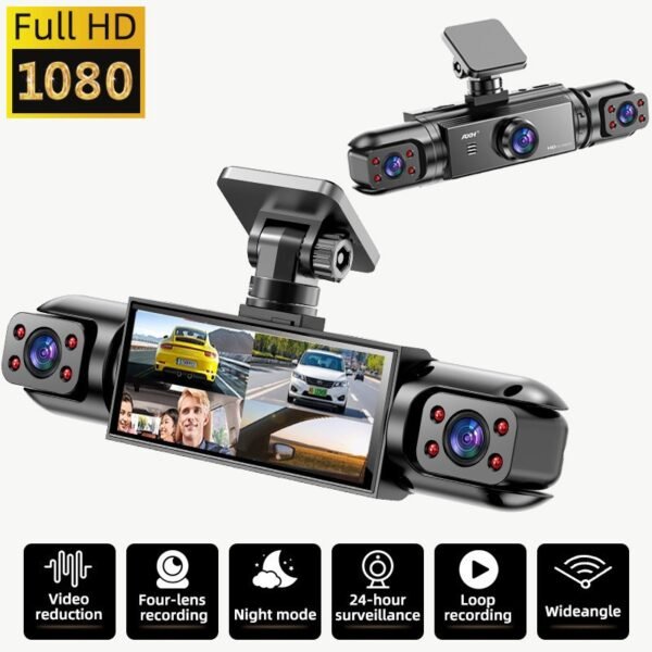 AXH 360 ° panoramic 34 lens channel 1080P high-definition ultimate safety driving recorder set, 1080P front and 720P front, back, left, right full coverage, four screen display, high-definition night vision, WDR, G sensor
