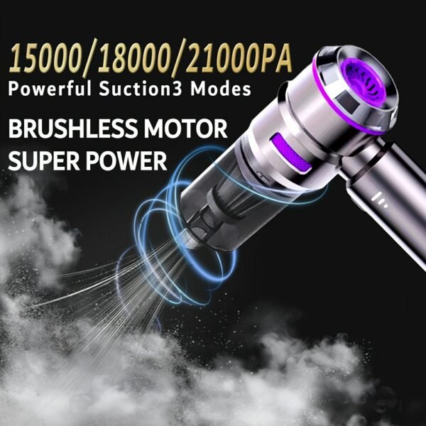 Portable Wireless Car Vacuum Cleaner - Four in One Handheld Vacuum Cleaner with Three Level Adjustment 1500018000 21000 Pa High Suction Capacity, Compressed Air Dust Collector with a Battery Life of up to 35 Minutes - Rechargeable Lightweight Vacuum Cleaner