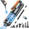 Household car dual-use multifunctional handheld wireless vacuum cleaner, USB charging wireless household vacuum cleaner, car vacuum cleaner, low-noise, LED light, anti entanglement pet hair, one click dust cleaning, comes with multiple accessories
